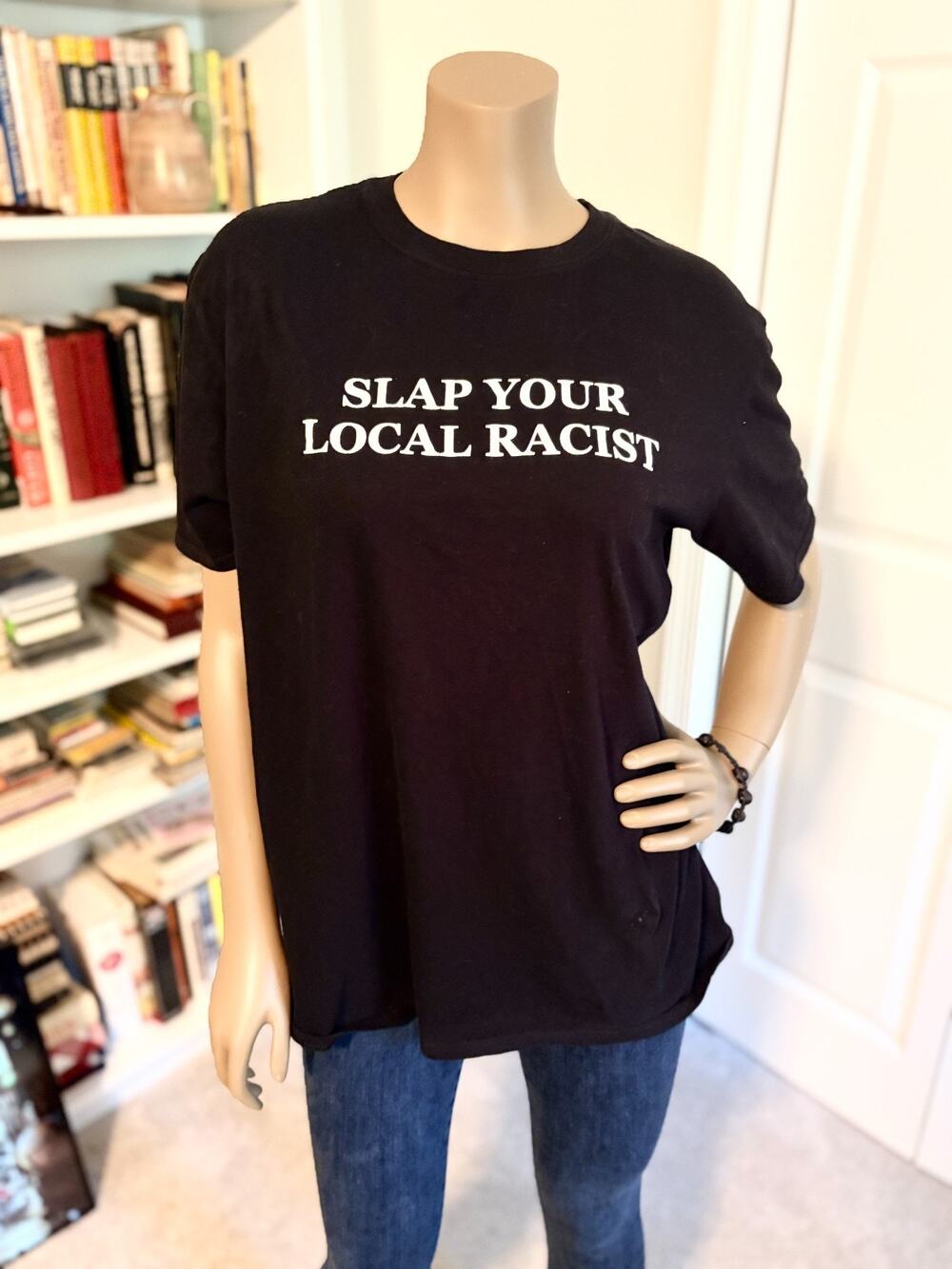 Slap Your Local Racist T-Shirt AHUS America Hates Us Black Size Large